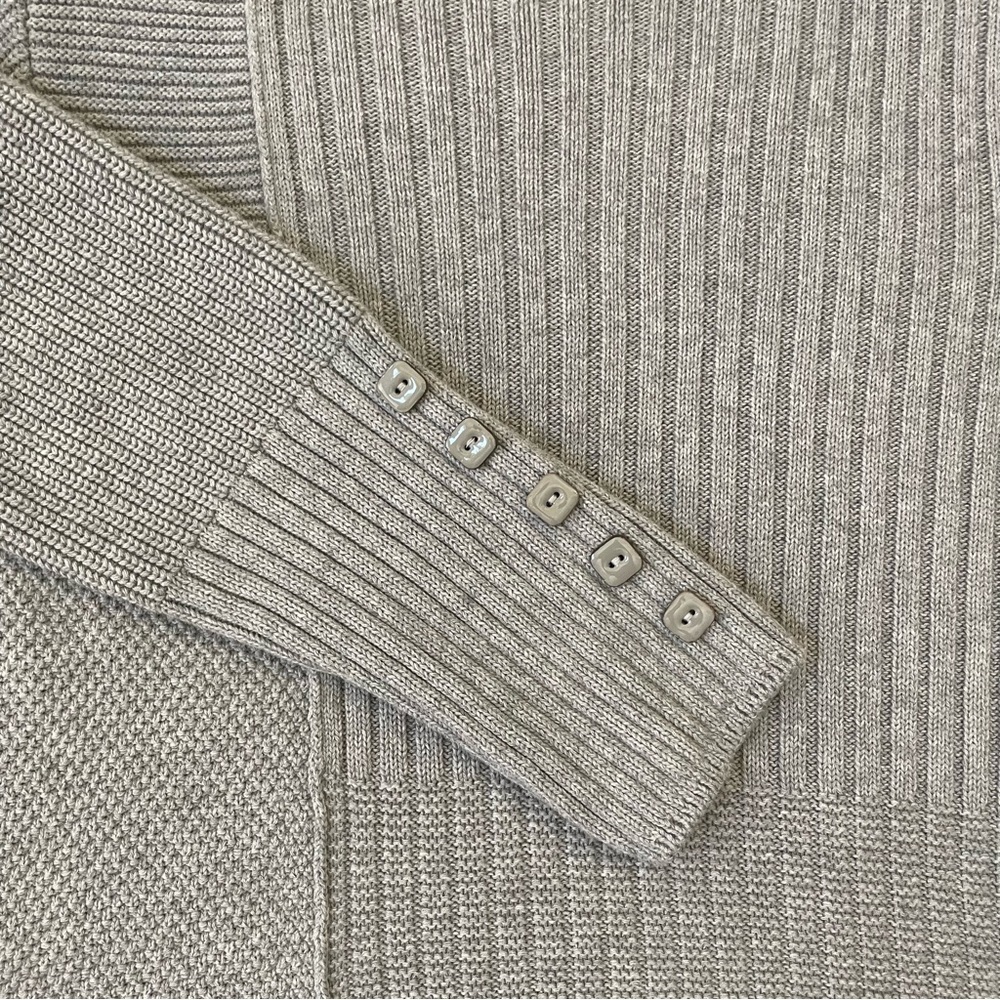 Habitat Textured Mock Neck Sweater 100% Cotton Gray Small Minimalist Neutral - Picture 10 of 14